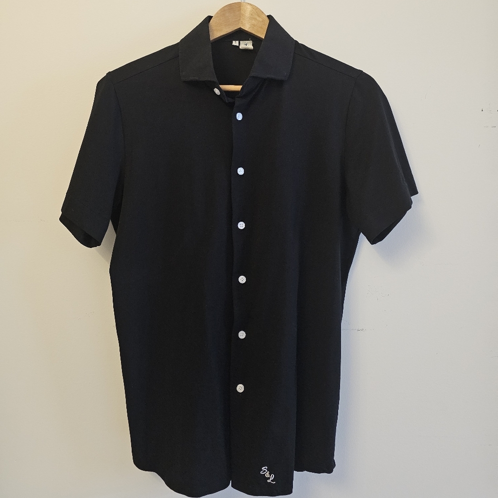 State & Liberty Black Roth Dress Shirt Men’s Small Athletic Fit Stretch